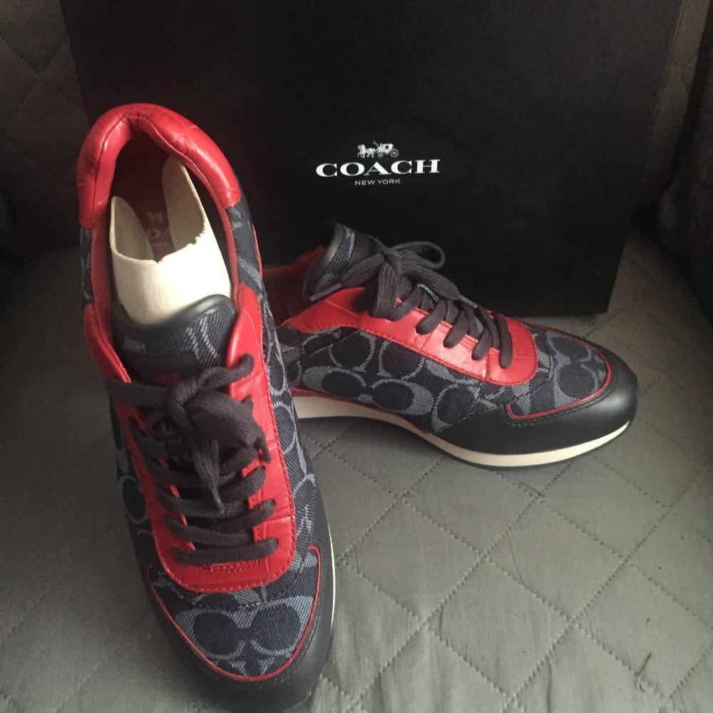 *RARE* NIB COACH REBECCA DENIM SNEAKERS IN RWB sz9